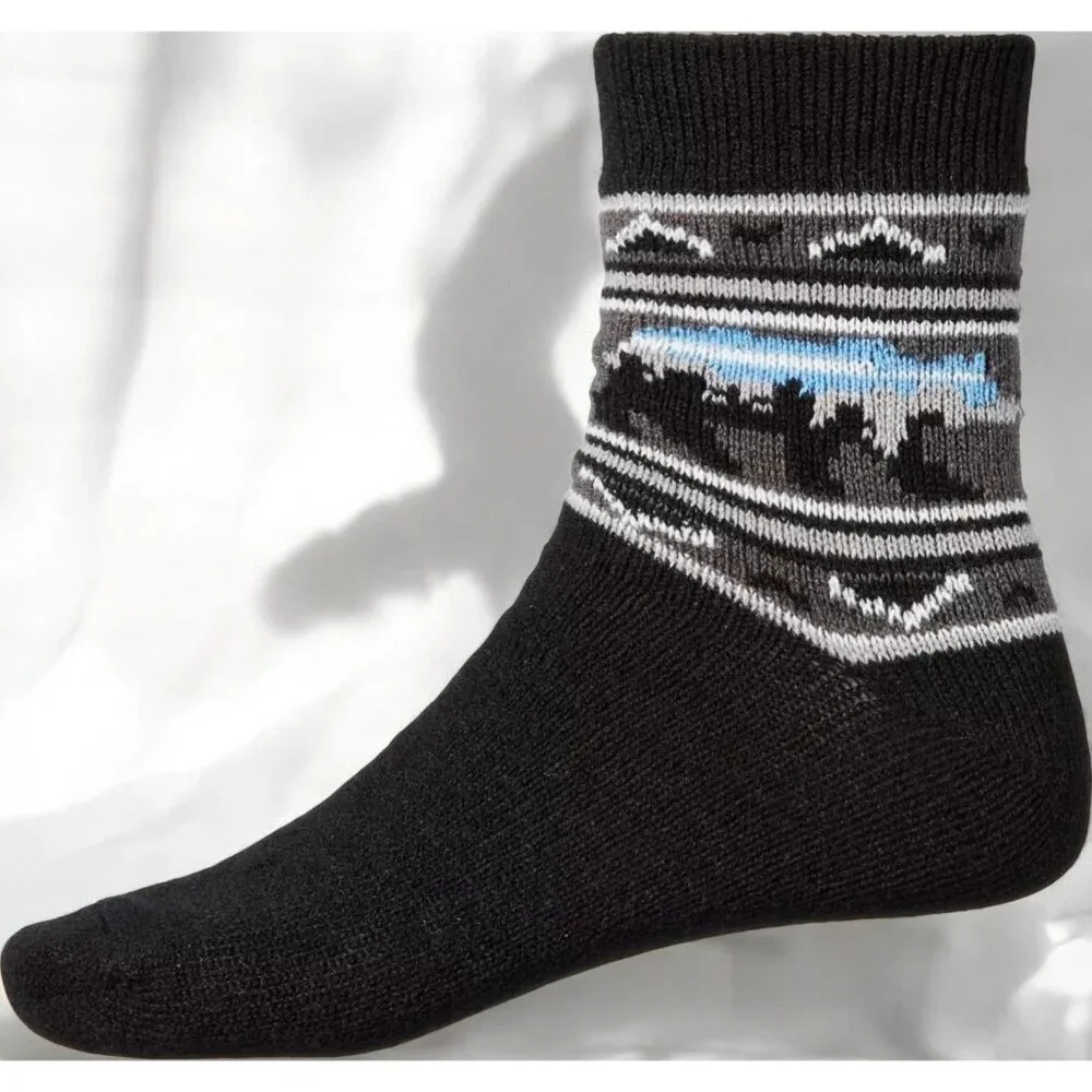 Northeast Outfitters Mens Cozy Cabin Bear-Tec Socks Black NEW Large